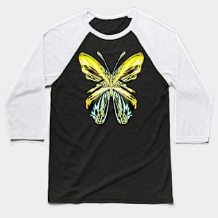 Fantasy Butterfly with Pleated Yellow Wings Baseball T-Shirt